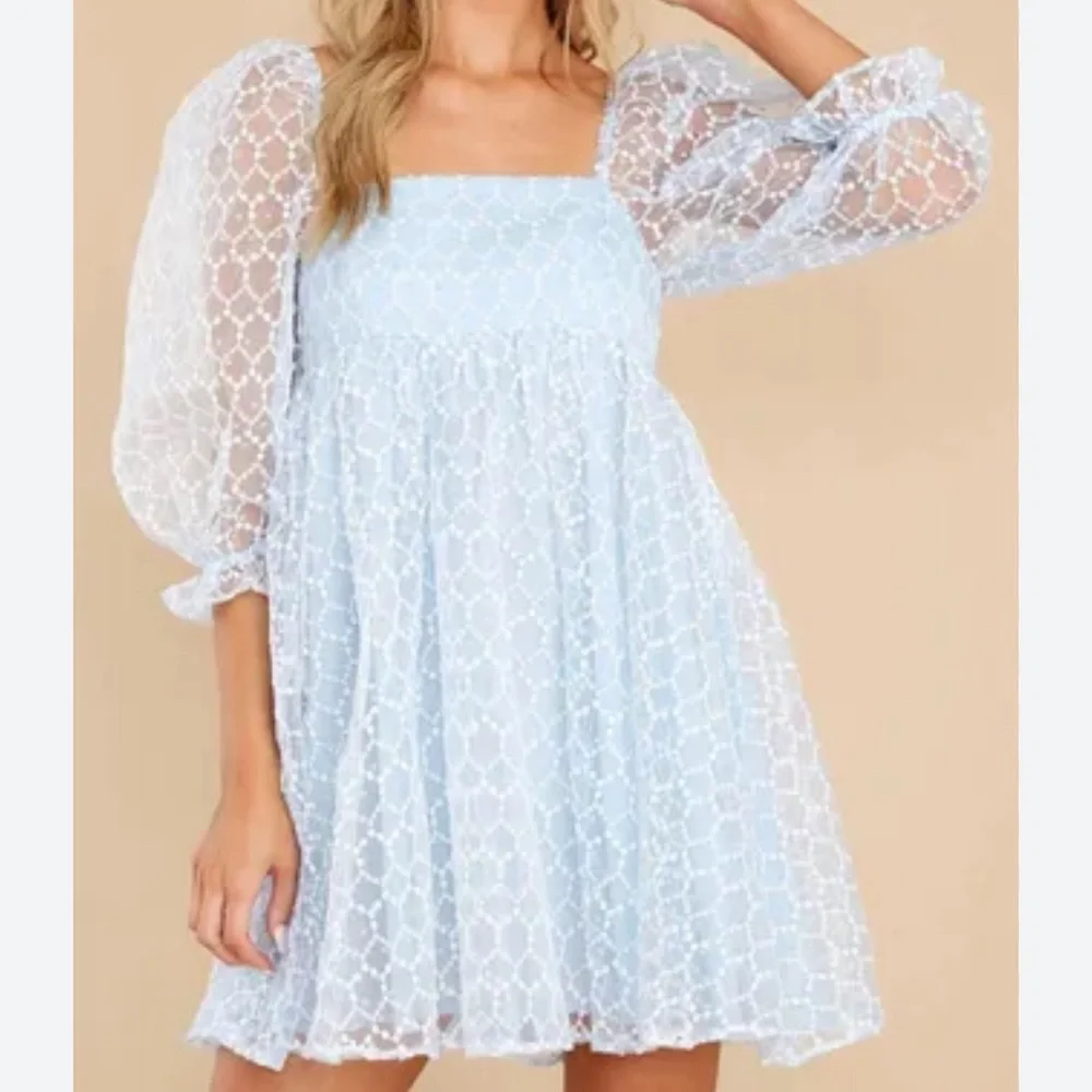 Storia baby blue babydoll dress with bubble sleeves - Picture 2 of 2